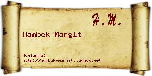 Hambek Margit névjegykártya